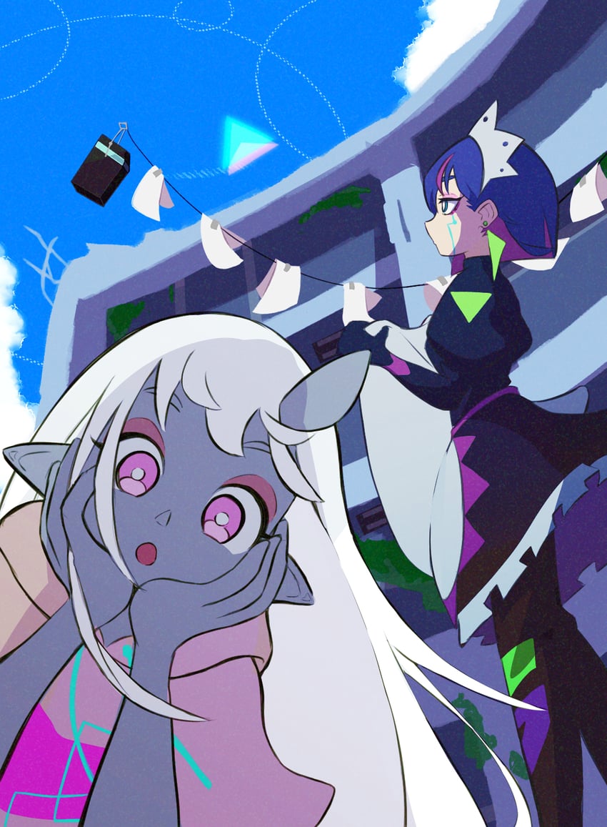 nira-chan, nanashi, and robota (zutto mayonaka de ii no ni and 1 more) drawn by ida_(idalol490)