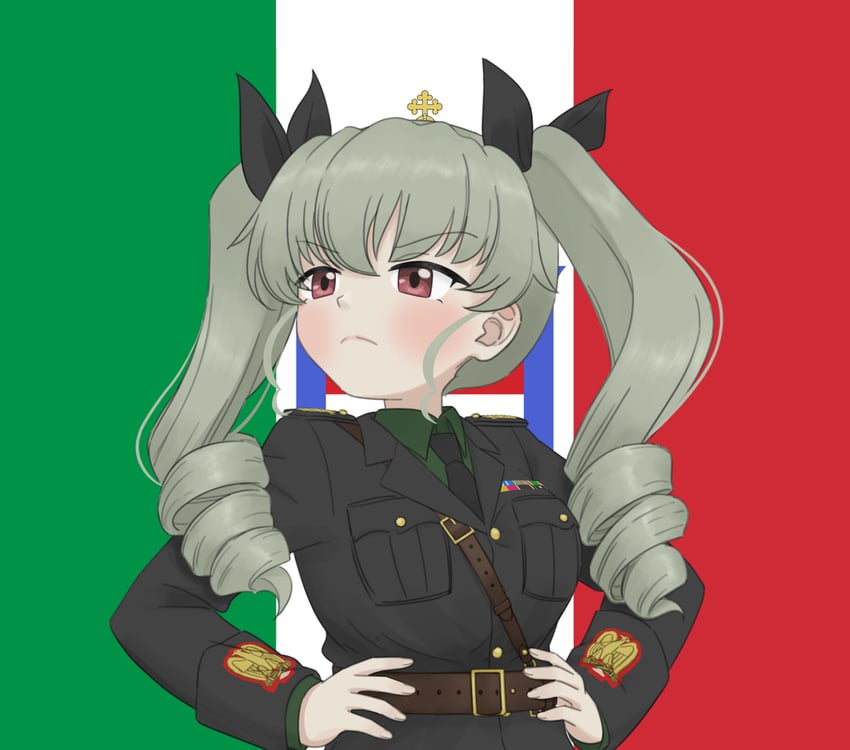 anchovy and benito mussolini (girls und panzer) drawn by black_cat03