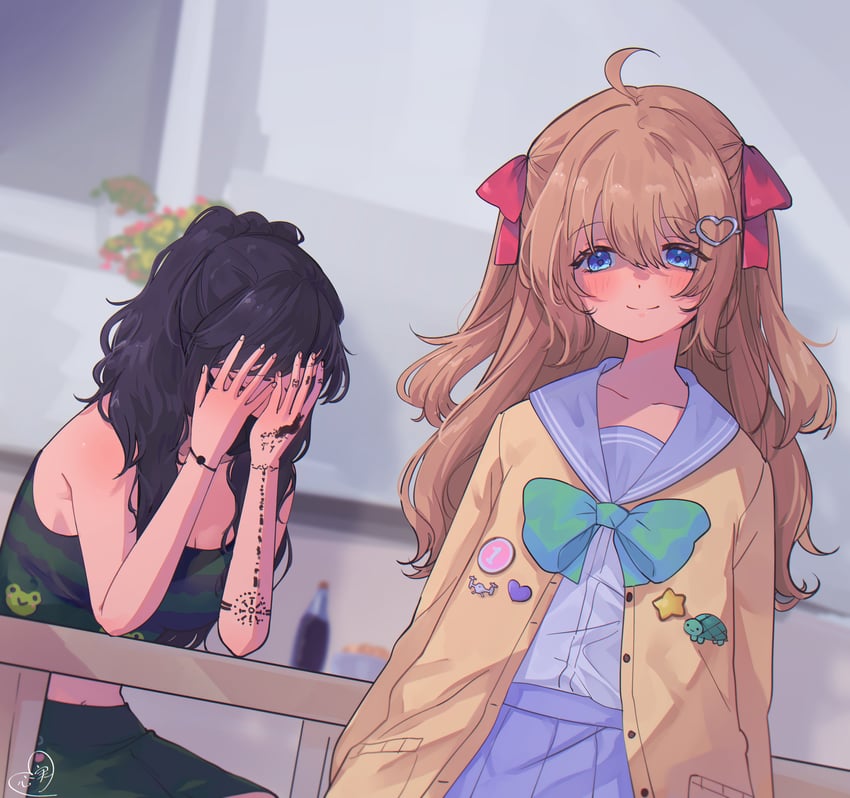 neuro-sama and layna lazar (indie virtual youtuber and 2 more) drawn by kokomi_(aniesuakkaman)