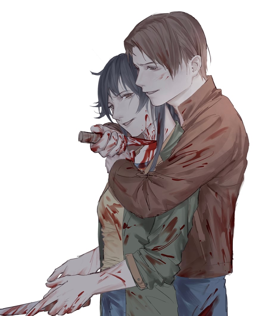 serizawa chiemi and fusaishi haruaki (raging loop) drawn by alicescorpio_yeji