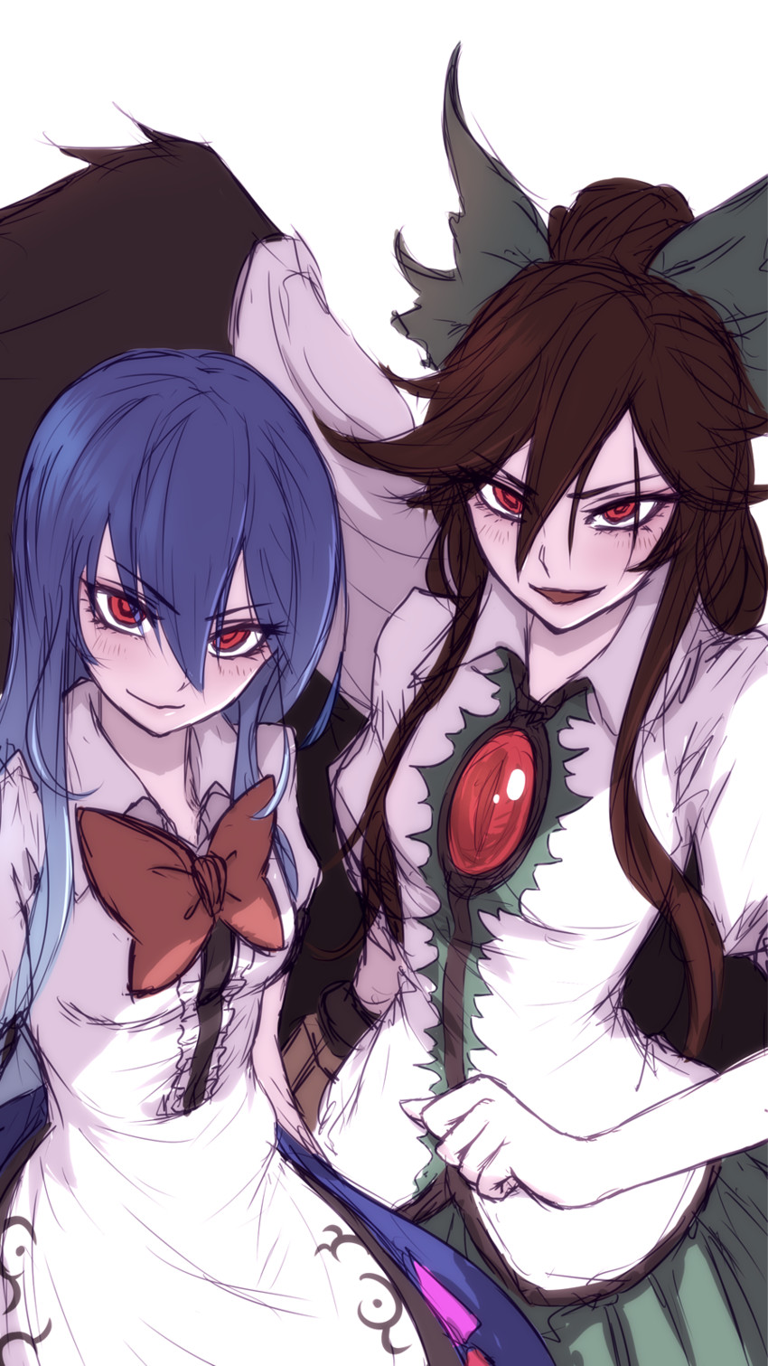 reiuji utsuho and hinanawi tenshi (touhou and 1 more) drawn by miata_(miata8674)