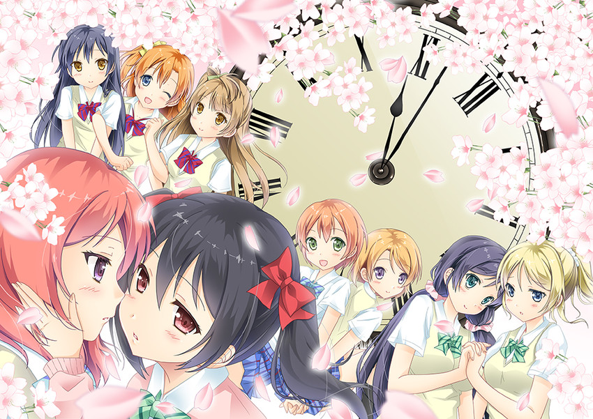 nishikino maki, tojo nozomi, sonoda umi, yazawa nico, ayase eli, and 3 more (love live! and 1 more) drawn by hyuuga_aoi_(artist) and shiroi_hakuto