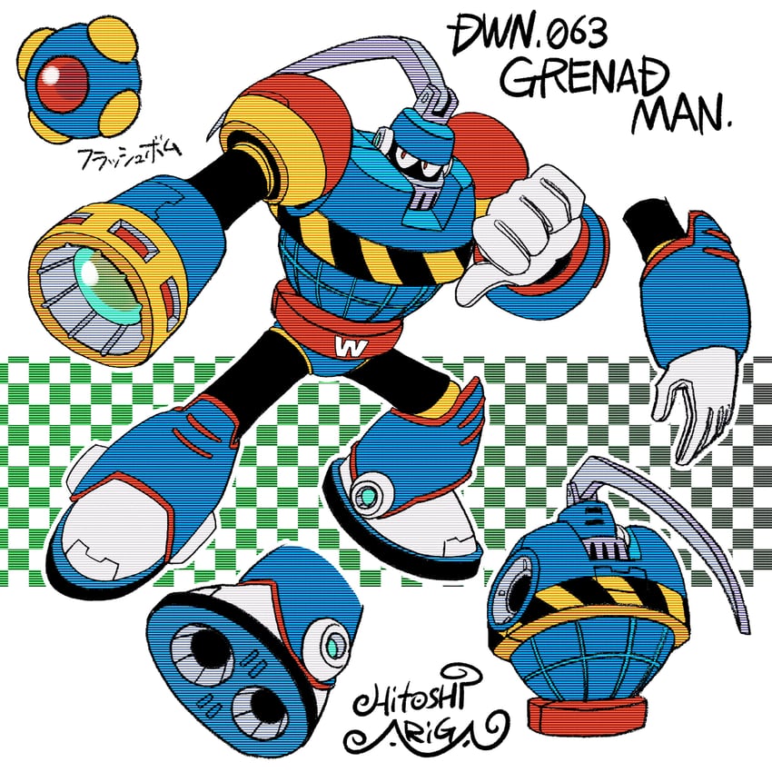 grenade man (mega man and 2 more) drawn by ariga_hitoshi