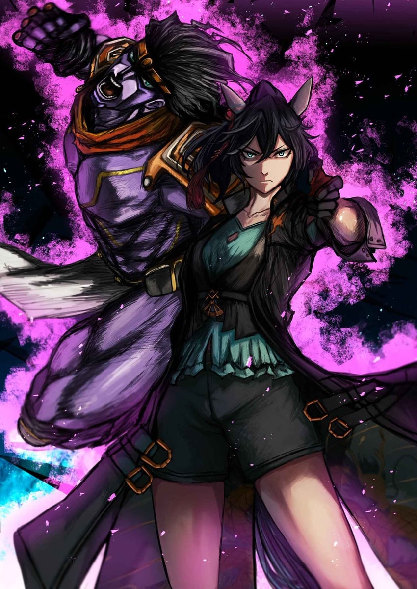 katsuragi ace and star platinum (umamusume and 2 more) drawn by hasewo