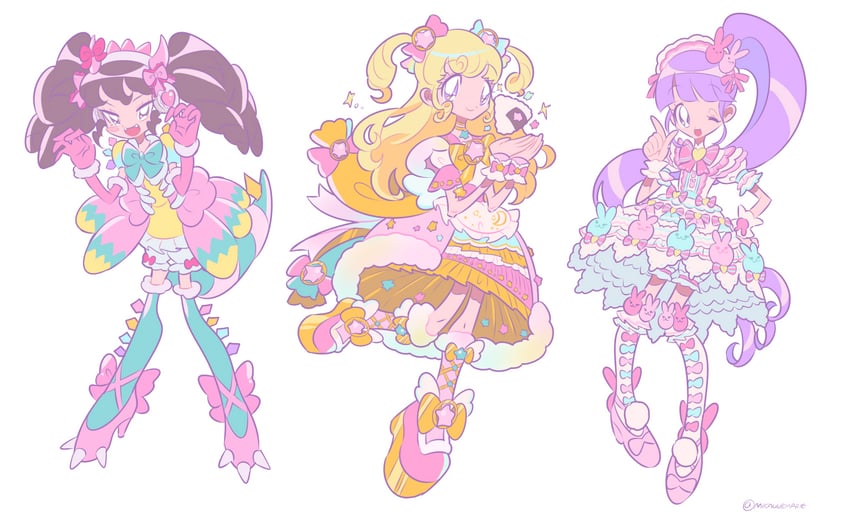 manaka non, yumekawa yui, and gaaruru (pretty series and 2 more) drawn by invaderdarling