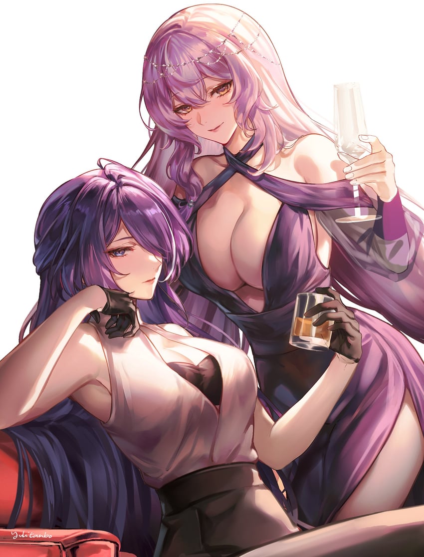 acheron and black swan (honkai and 1 more) drawn by yuli_(yulipo)