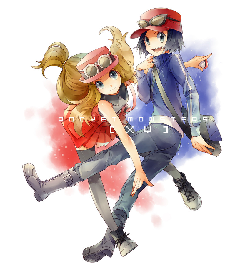 serena and calem (pokemon and 1 more) drawn by tomone