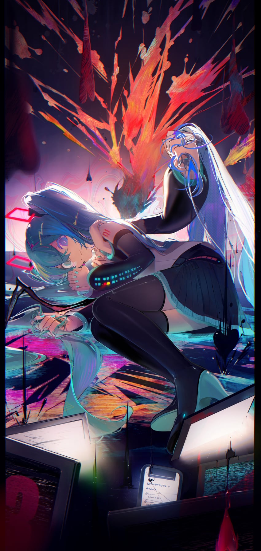hatsune miku (vocaloid and 1 more) drawn by kamatoyu