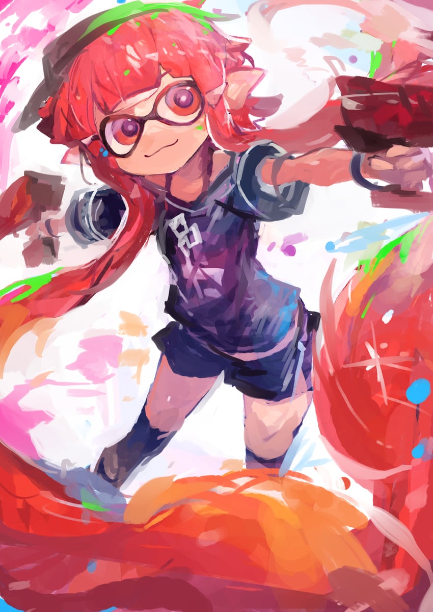 inkling player character and inkling girl (splatoon) drawn by kaamin_(mariarose753)