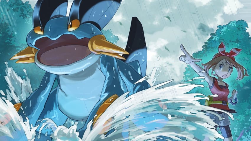 may and swampert (pokemon and 1 more) drawn by niji_(shihio)
