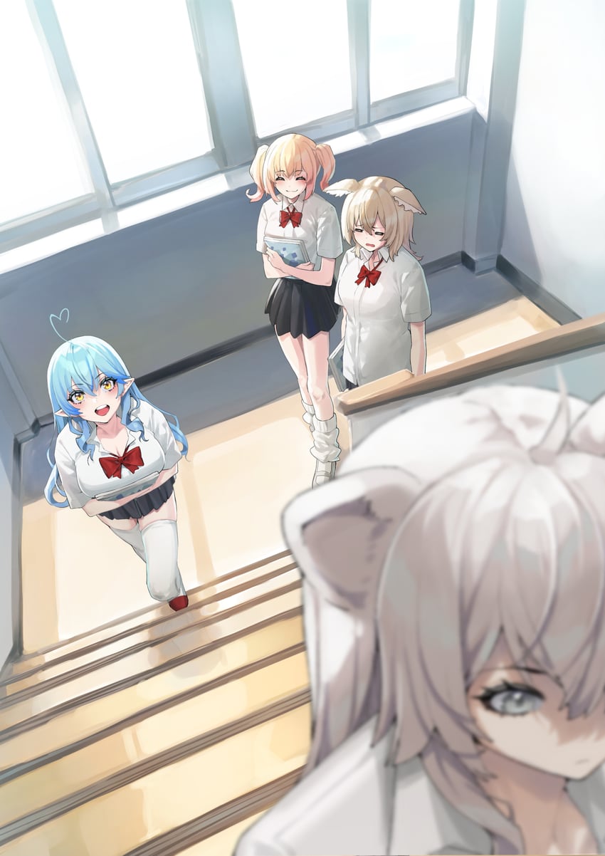 yukihana lamy, shishiro botan, omaru polka, and momosuzu nene (hololive) drawn by mikan_(chipstar182)
