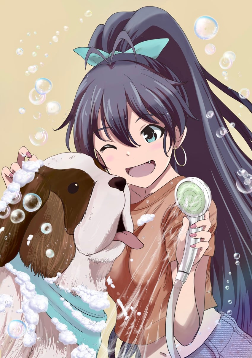 ganaha hibiki and inumi (idolmaster and 2 more) drawn by zash_zashzash