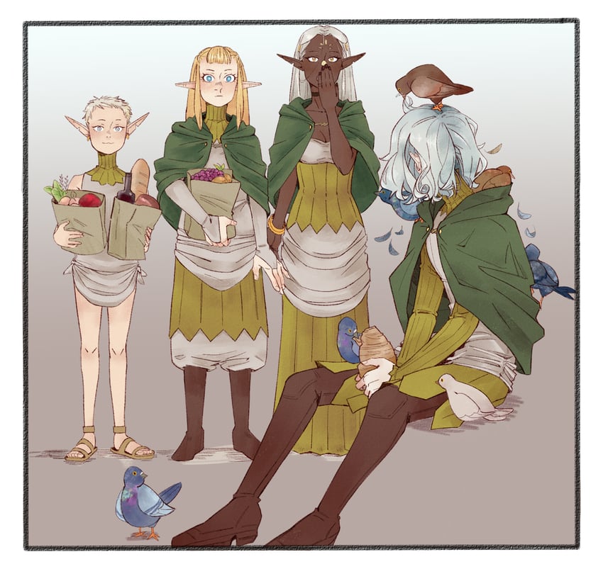 mithrun, pattadol, cithis, and otta (dungeon meshi) drawn by yummikkan