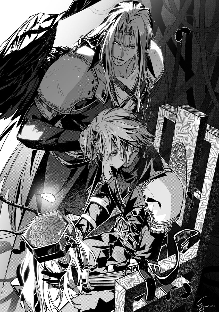 sephiroth and jenova (final fantasy and 3 more) drawn by yan_river