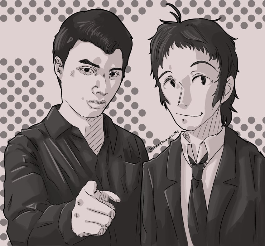 adachi tooru and elliot rodger (persona and 2 more) drawn by manny_mcmannington