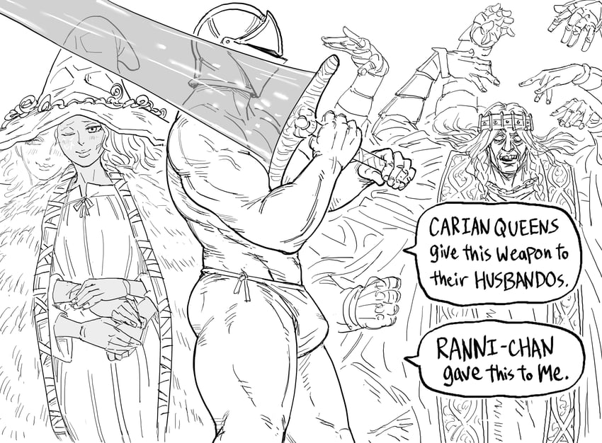 ranni the witch, tarnished, and godrick the grafted (elden ring) drawn by bb_(baalbuddy)