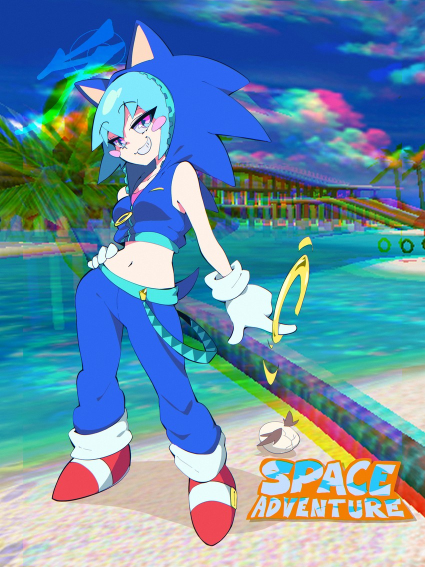 sonic the hedgehog and space girl (original and 2 more) drawn by aetherion