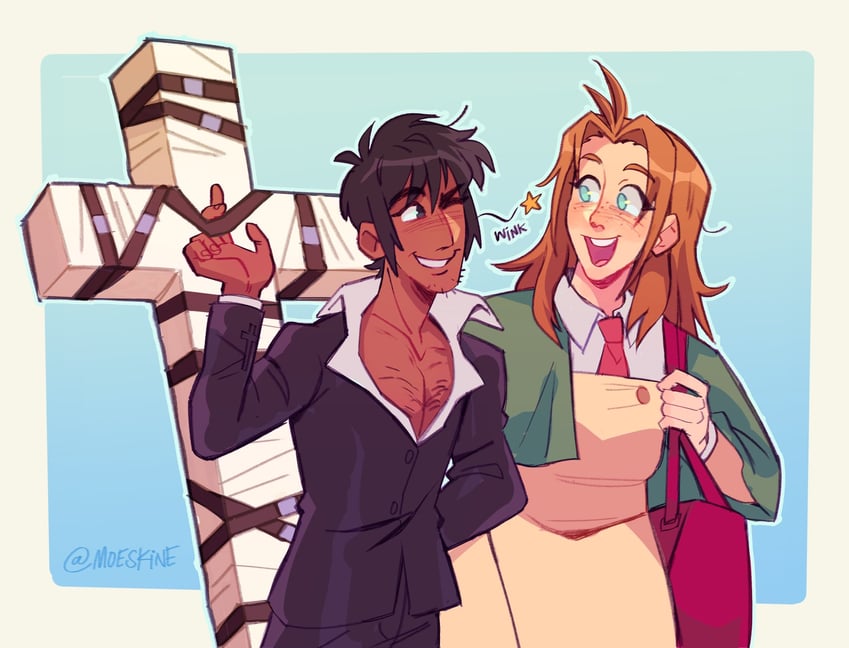 nicholas d. wolfwood and milly thompson (trigun) drawn by einar_guerrero