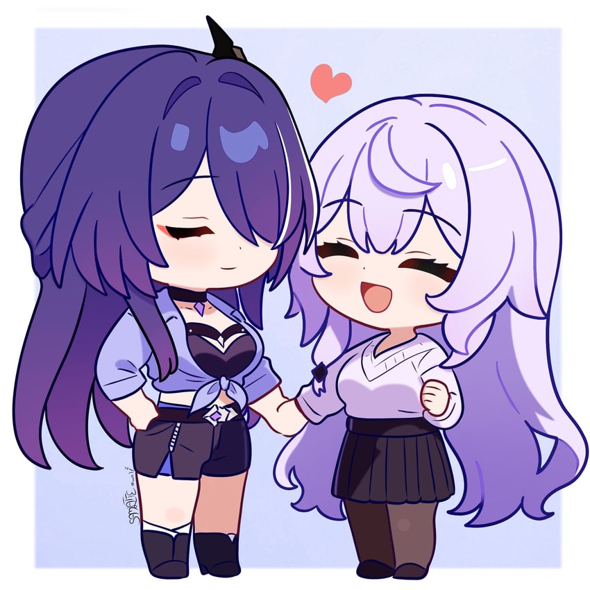 acheron and black swan (honkai and 1 more) drawn by samlatte
