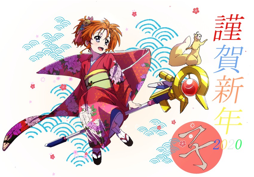 takamachi nanoha, raising heart, and yuuno scrya (lyrical nanoha and 3 more) drawn by bygddd5