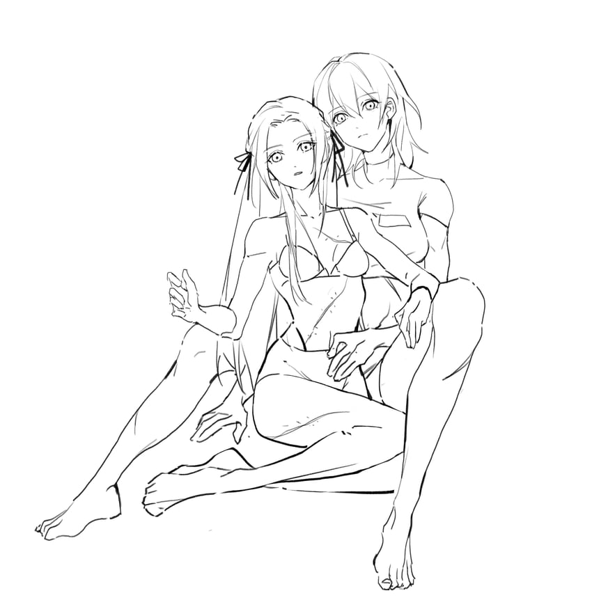 female byleth and edelgard von hresvelg (fire emblem and 1 more) drawn by mo_(ine_mao)