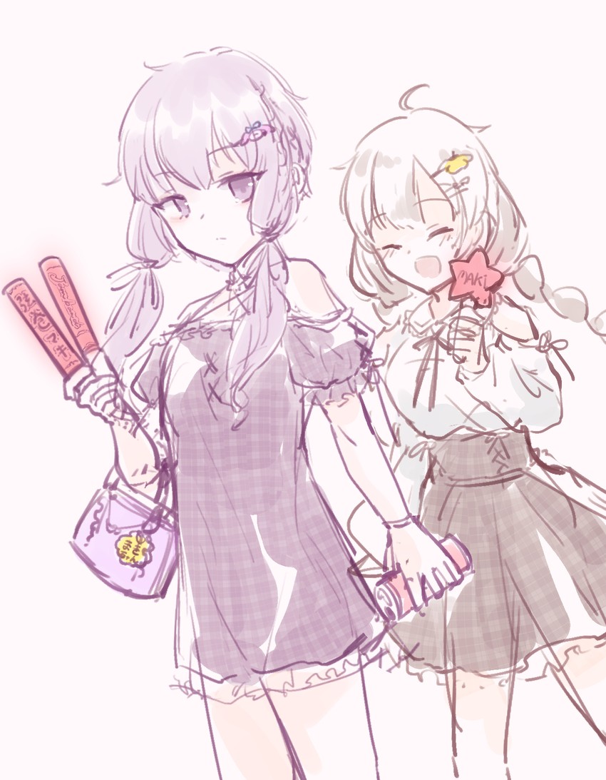 yuzuki yukari and kizuna akari (vocaloid and 1 more) drawn by pty