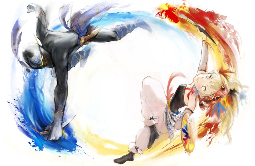 ninja, relm arrowny, pictomancer, and shadow (final fantasy and 1 more) drawn by shirokichi