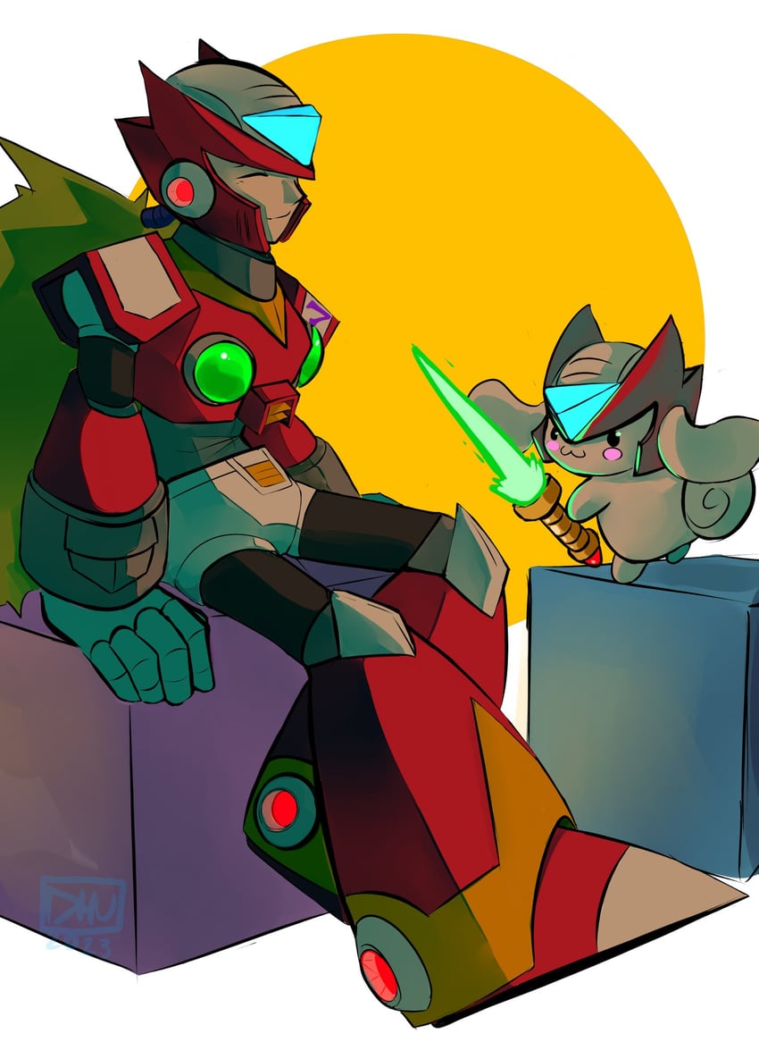 zero and cinnamoroll (mega man and 3 more) drawn by danyhu16