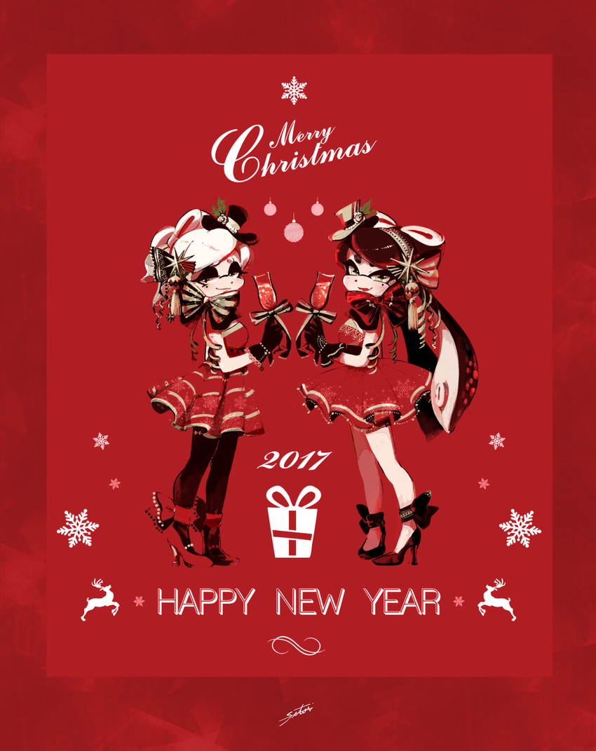 callie and marie (splatoon and 1 more) drawn by seto_(asils)