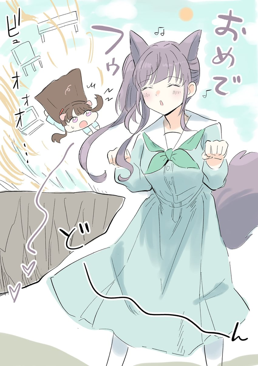 fujishima megumi, otomune kozue, and big bad wolf (love live! and 2 more) drawn by erako9
