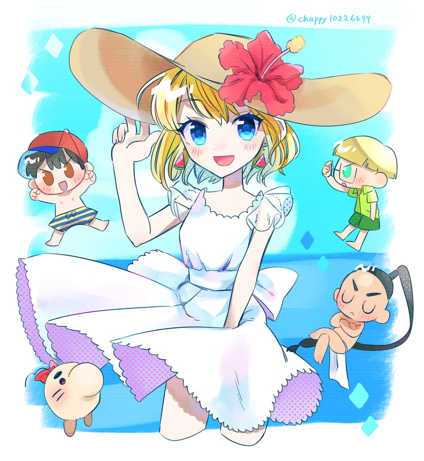 ness, paula, doseisan, jeff andonuts, and poo (mother and 1 more) drawn by cyappy1022