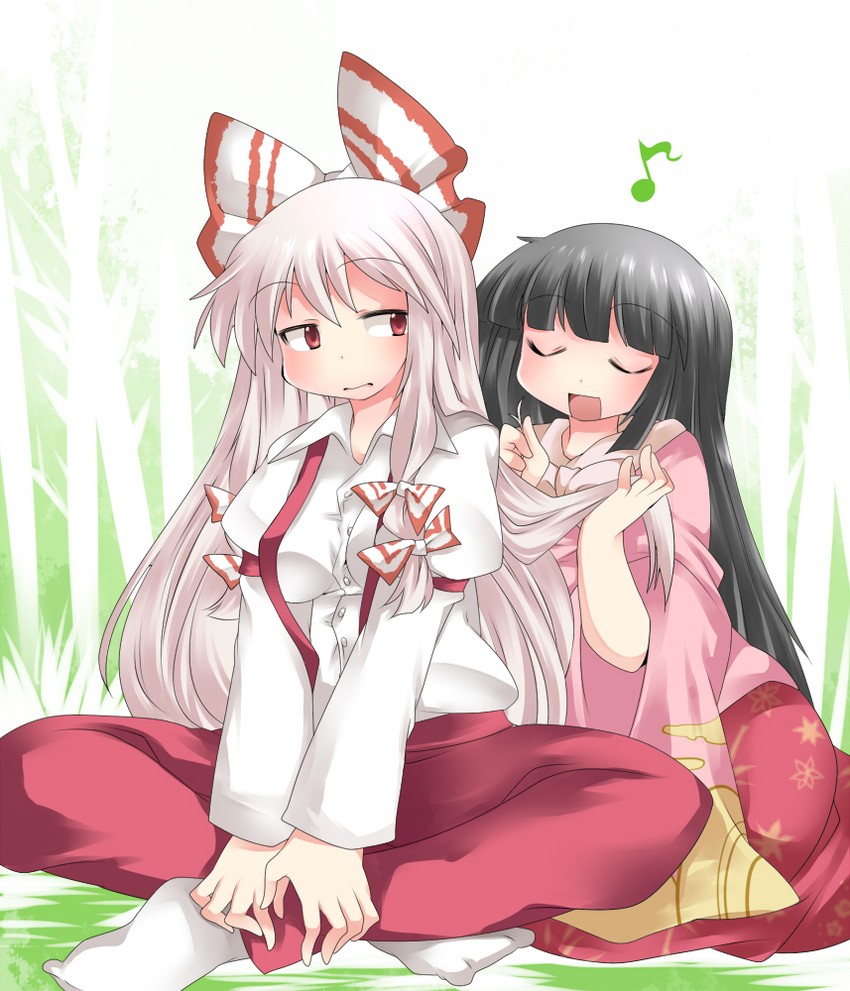 fujiwara no mokou and houraisan kaguya (touhou) drawn by hammer_(sunset_beach)