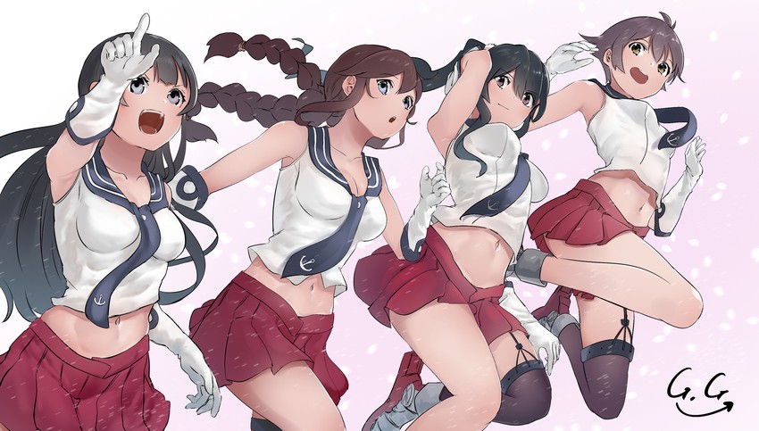 yahagi, noshiro, agano, and sakawa (kantai collection) drawn by gegesan