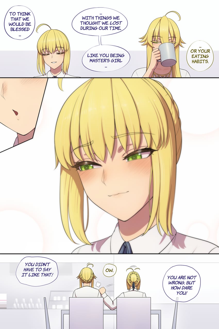 artoria pendragon and saber (fate and 1 more) drawn by lvl_(sentrythe2310)