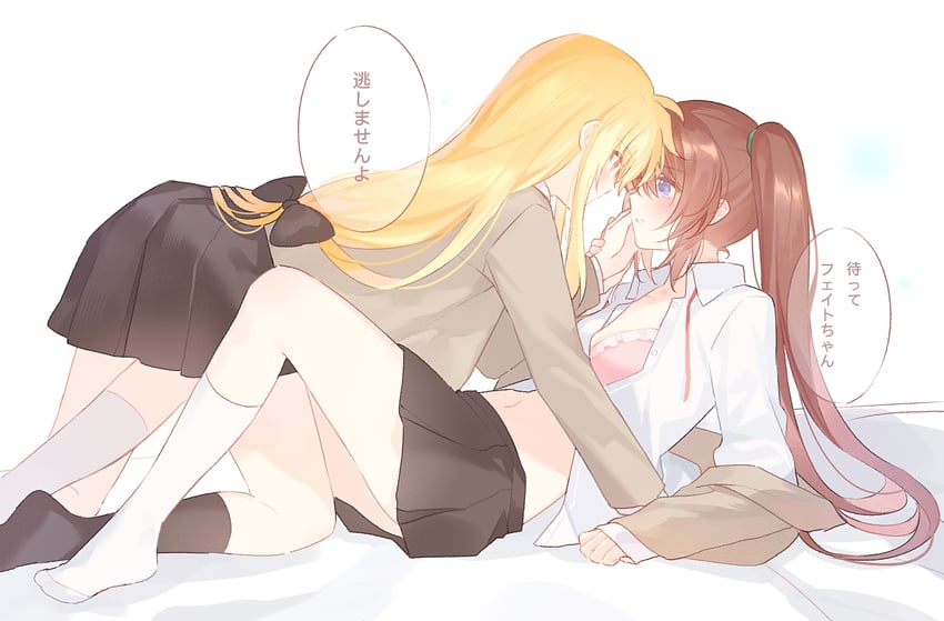 fate testarossa and takamachi nanoha (lyrical nanoha and 1 more) drawn by shiyoi
