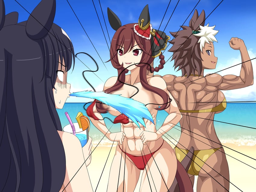 gentildonna, verxina, and mejiro ryan (umamusume) drawn by rappa_(rappaya)