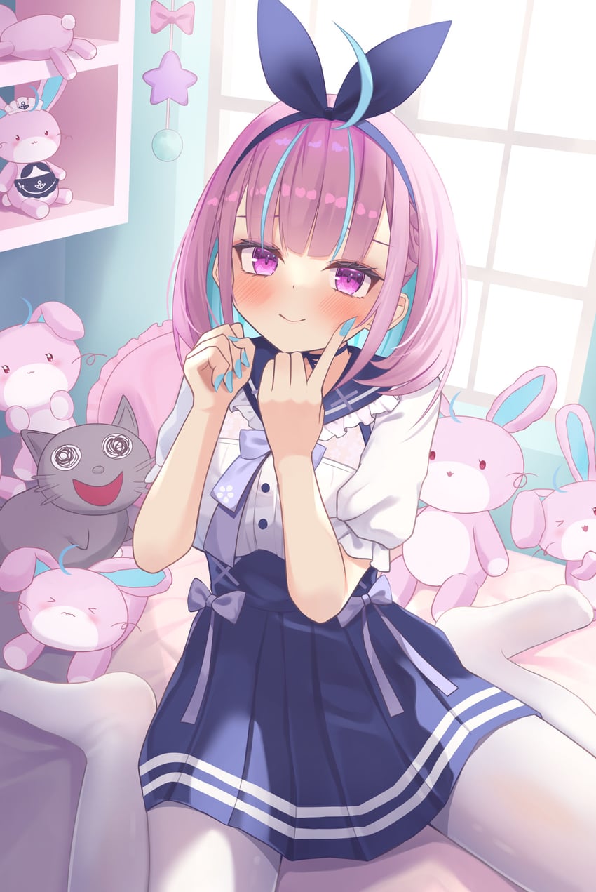 minato aqua, neko, and usagi (hololive) drawn by saki_(saki_paint)