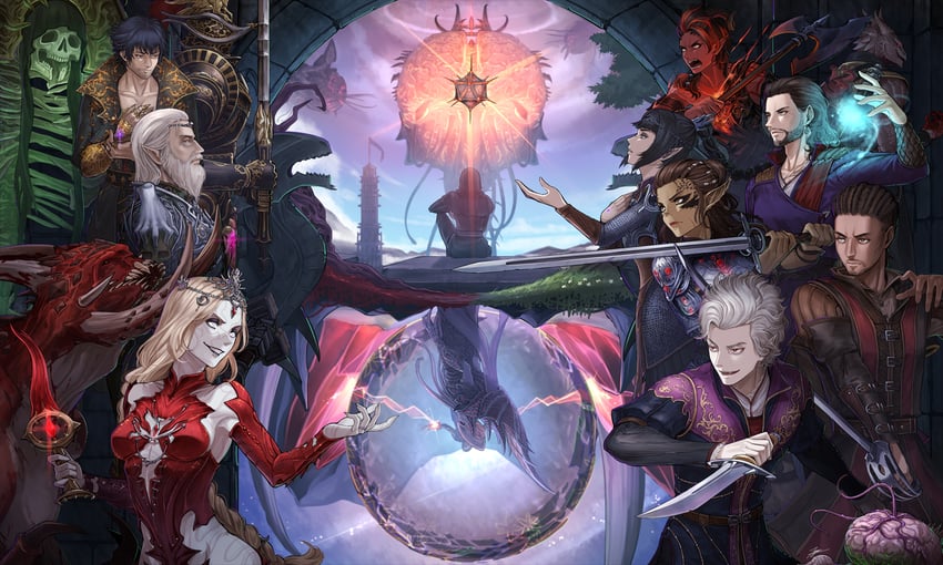 shadowheart, karlach, astarion, orin the red, lae'zel, and 13 more (dungeons & dragons and 2 more) drawn by tenyo0819