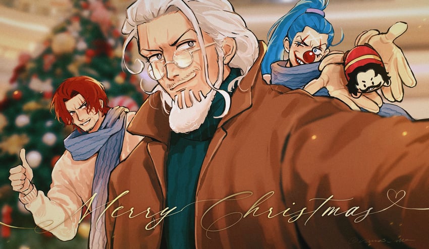shanks, buggy the clown, gol d. roger, and silvers rayleigh (one piece) drawn by vamos_mk