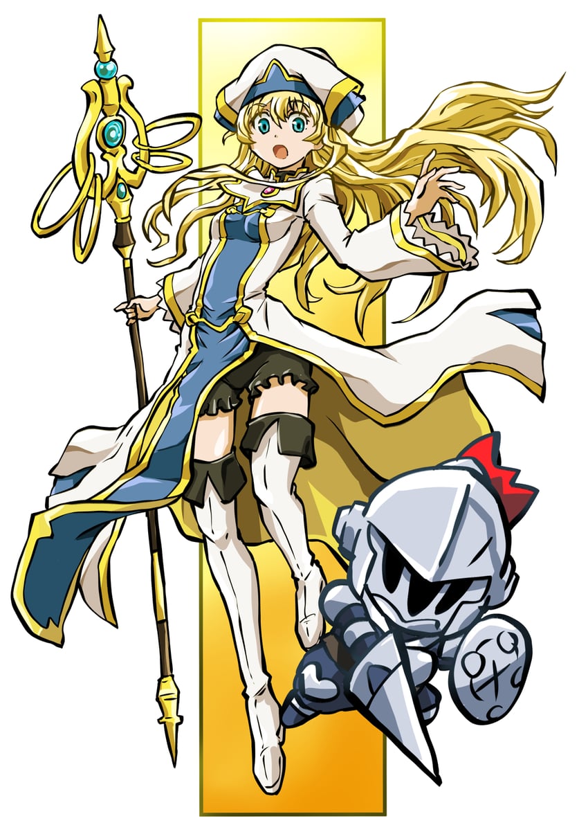 priestess and goblin slayer (goblin slayer!) drawn by taiga_hiroyuki