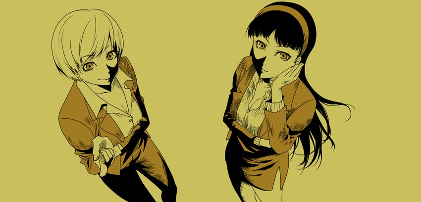 satonaka chie and amagi yukiko (persona and 2 more) drawn by uzu_hi