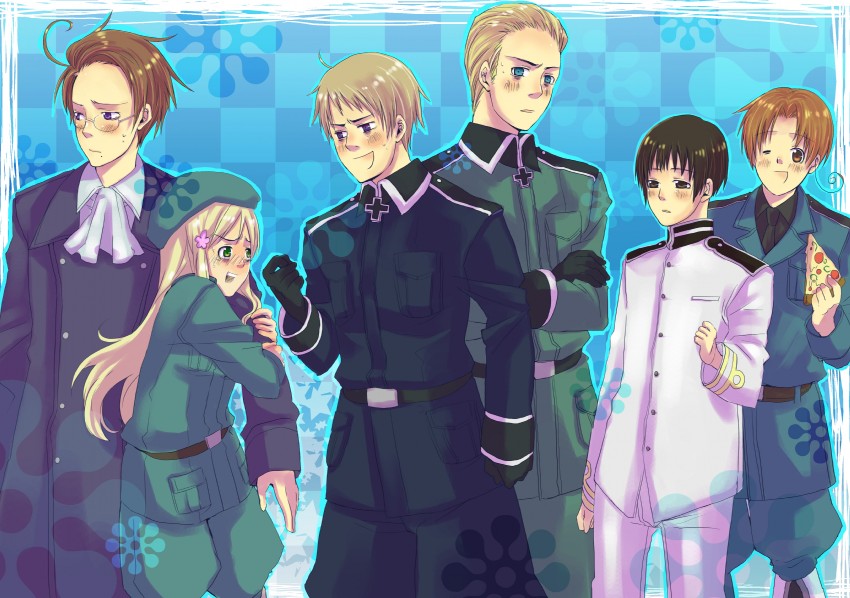 japan, prussia, northern italy, germany, hungary, and 1 more (axis powers hetalia) drawn by mushi_kei