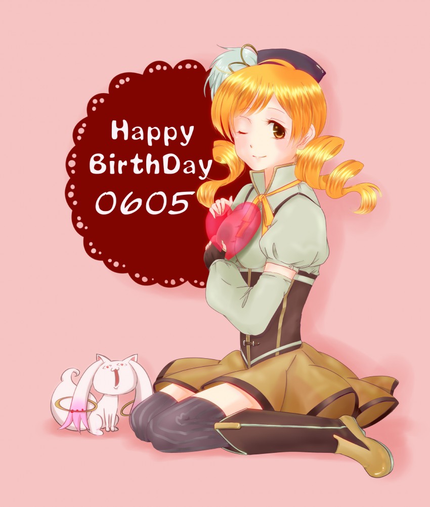 tomoe mami and kyubey (mahou shoujo madoka magica) drawn by ito_(toy9)