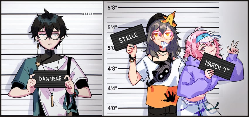 trailblazer, stelle, march 7th, and dan heng (honkai and 2 more) drawn by kalcedonyx