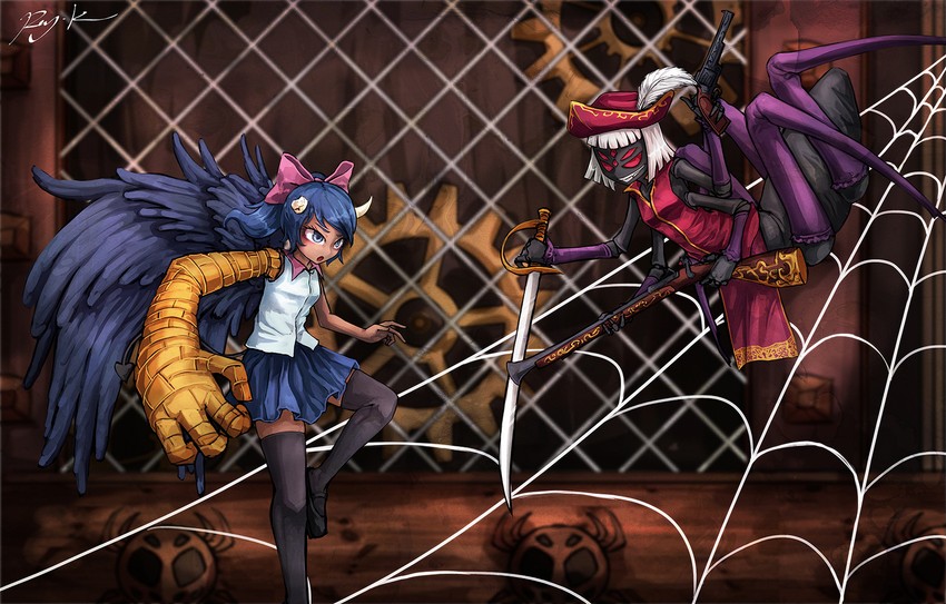 chelshia and captain ellena arachnia (khimera destroy all monster girls) drawn by ray-k