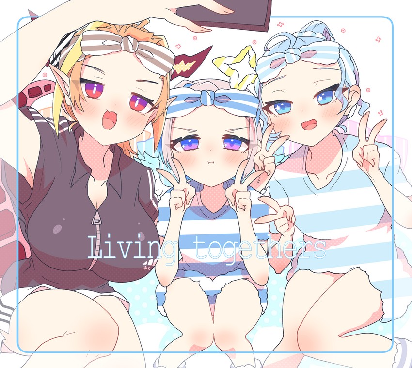 hoshimachi suisei, amane kanata, and kiryu coco (hololive) drawn by sakuramochi_(sakura_frappe)