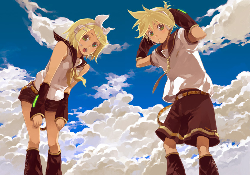 kagamine rin and kagamine len (vocaloid) drawn by ma_ru_mi