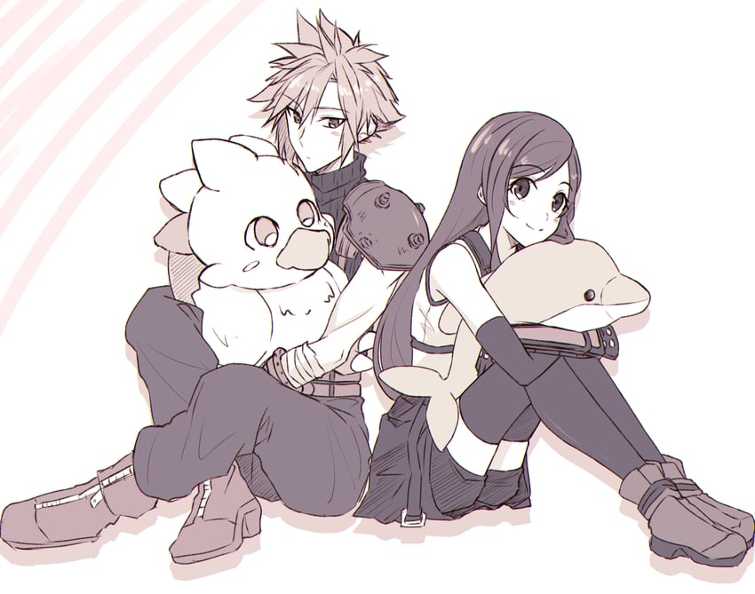 tifa lockhart and cloud strife (final fantasy and 2 more) drawn by mizuamememe