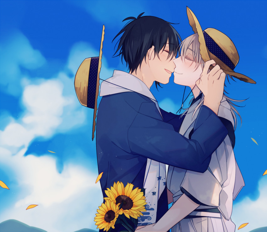 mikazuki munechika and tsurumaru kuninaga (touken ranbu) drawn by yori_(y_rsy)