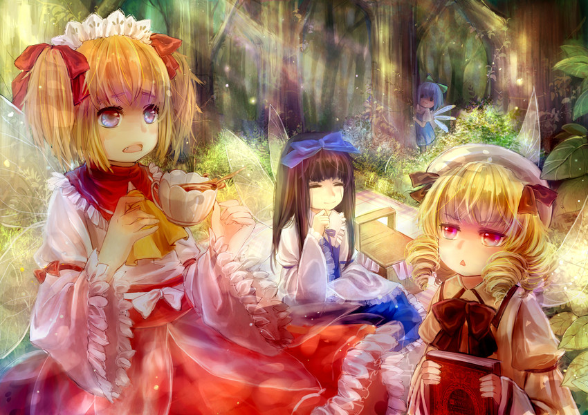 cirno, star sapphire, luna child, and sunny milk (touhou) drawn by guan_tang_baozi